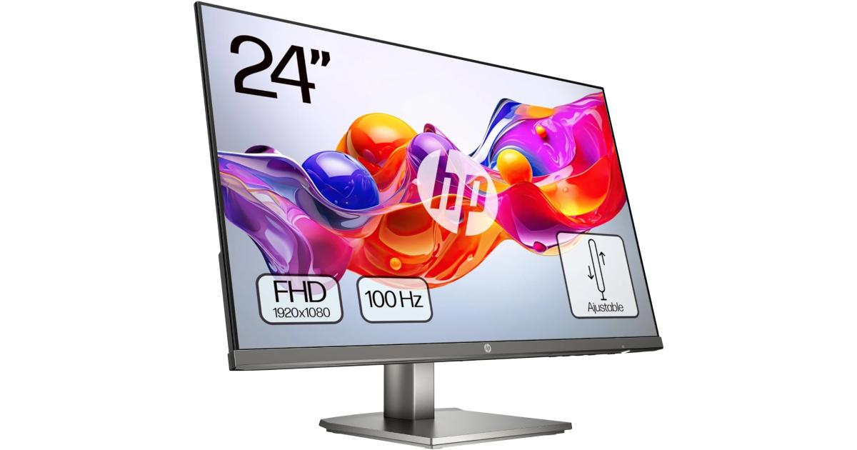 HP 524da 24 بوصة Ultraslim IPS Full HD 100 هرتز مرشح ضوء أزرق منخفض اللون حقيقي مع 99% sRGB 300 شمعة في المتر المربع وحامل عالي قابل للتعديل ومكبرات صوت - فضي وأسود