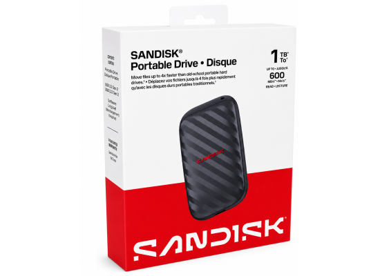 SANDISK Portable Drive 1TB USB-C External SSD Up to 600MB/s - Black