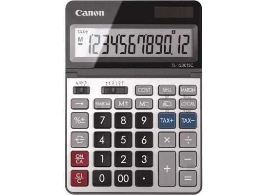 Canon TS-1200TSC 12-Digit Desktop Calculator , 12-Digit Display , Tax Functions , Currency Conversion , Dual Power , Durable Desktop Design