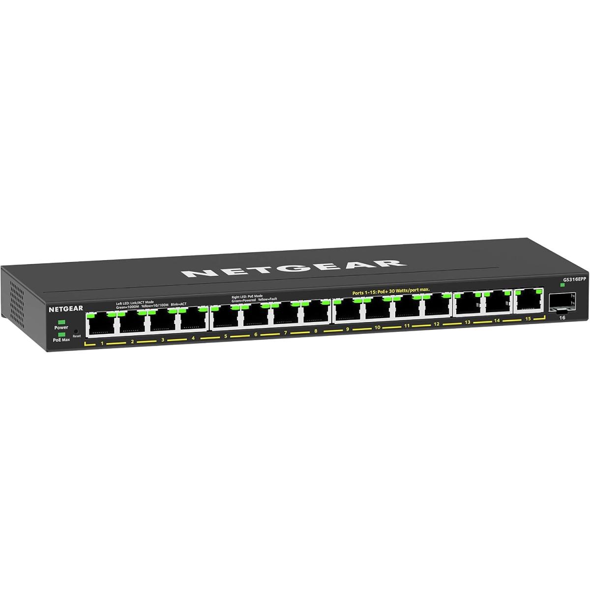 NETGEAR GS316EPP 16-Port Gigabit PoE+ Easy Smart Switch 231W with SFP
