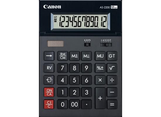 Canon AS-2200 12-Digit Desktop Calculator , 12-Digit Display , Tax Functions , Currency Conversion , Dual Power , Durable Desktop Design