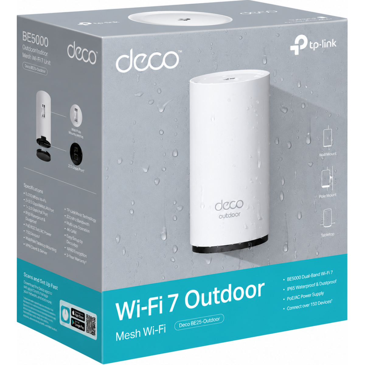 TP-Link Deco BE25-Outdoor BE3600 Outdoor/Indoor Wi-Fi 7 Mesh Unit - 1 Pack EU
