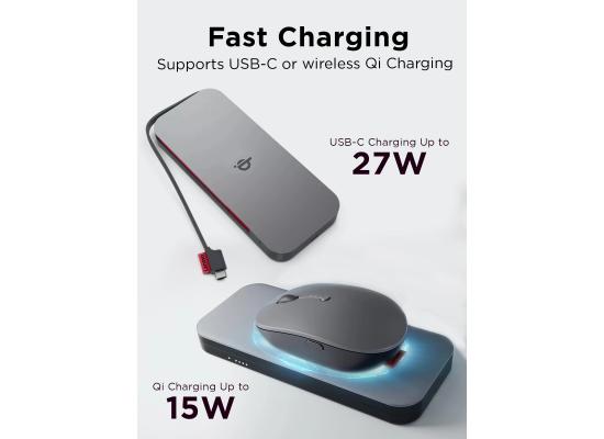 Lenovo Go Wireless Power Bank 10000mAh 30W with Qi 15W – Storm Grey