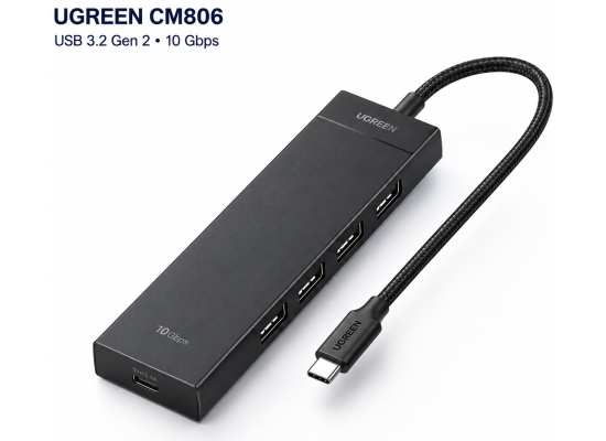 UGREEN CM806 USB 3.2 Gen 2 4-Port USB-C Hub 10Gbps - Black
