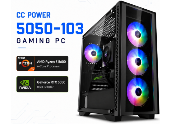CC POWER 5050-103 Gaming PC – AMD Ryzen 5 5600 | GeForce RTX 5050 | 16GB DDR4 | 500GB NVMe