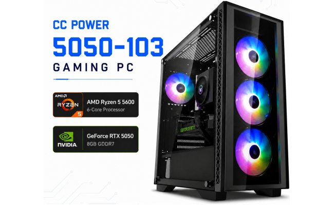 CC POWER 5050-103 Gaming PC – AMD Ryzen 5 5600 | GeForce RTX 5050 | 16GB DDR4 | 500GB NVMe