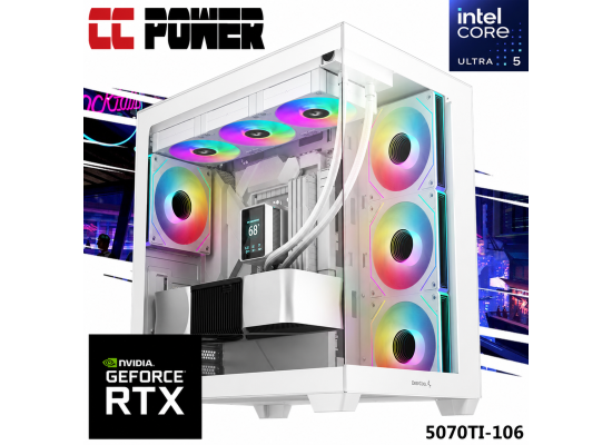 CC Power 5070TI-106 Gaming PC NEW Intel Core Ultra 5 K-Series 14-Cores w/ Nvidia RTX 5070 TI 16GB DDR7 & Liquid Cooler