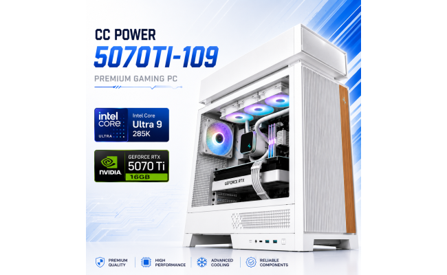 CC POWER 5070TI-109 Gaming PC | Intel Core Ultra 9 285K | NVIDIA GeForce RTX 5070 Ti 16GB | 32GB DDR5 | 1TB NVMe