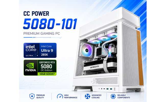 CC POWER 5080-101 Gaming PC | Intel Core Ultra 9 285K | Nvidia GeForce RTX 5080 OC Edition 16GB | 32GB DDR5 | 1TB NVMe