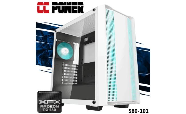 CC Power 580-101 Gaming PC 5Gen AMD Ryzen 5 6-Cores w/ AMD Radeon RX 580 GTS 8GB GDDR5 & Advance Air Cooler