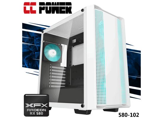 CC Power 580-102 Gaming PC 14Gen Intel Core i3 4-Cores w/ AMD Radeon RX 580 GTS 8GB GDDR5 & Advance Air Cooler
