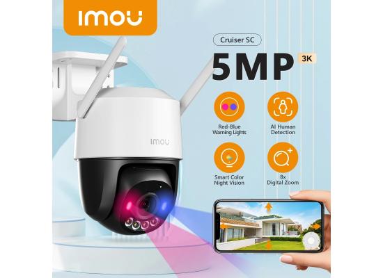 IMOU Cruiser SC 5MP WiFi Camera Red-Blue Warning Lights Outdoor Security Camera Full-Color Night Vision AI Human Detection IP66