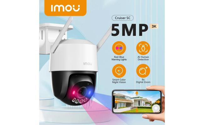 IMOU Cruiser SC 5MP WiFi Camera Red-Blue Warning Lights Outdoor Security Camera Full-Color Night Vision AI Human Detection IP66
