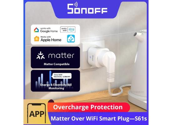 SONOFF S61sTPF Smart WiFi Plug 16A 3840W Matter Compatible Energy Consumption Overload Protection Voice with Alexa Google Home