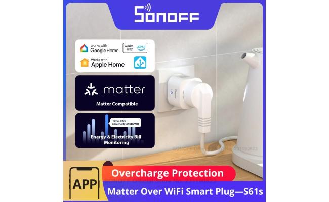 SONOFF S61sTPF Smart WiFi Plug 16A 3840W Matter Compatible Energy Consumption Overload Protection Voice with Alexa Google Home