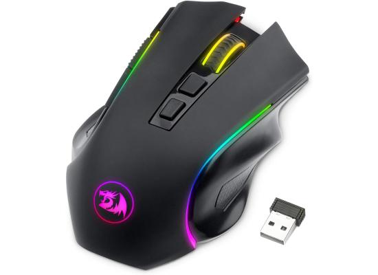 Redragon M602 Wireless Griffin RGB Gaming Mouse, Tri-Mode 2.4G/USB-C/Bluetooth Mouse Gaming, RGB Spectrum Backlit Ergonomic Mouse with 7 Programmable Backlight Modes up to 8000 DPI for Win PC Gamers