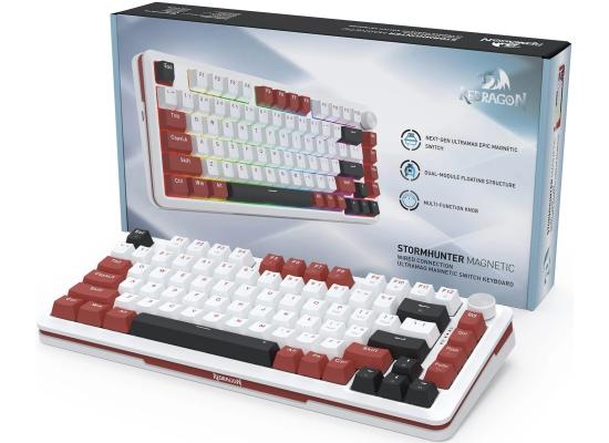 Redragon K721 Stormhunter Rapid Trigger Wired Mechanical Keyboard, 8000Hz Gasket Mounted RGB 75% with Volume Knob, Support Web & Client Driver, Magnetic Switch Fast Adjustable Actuation for PC / MAC