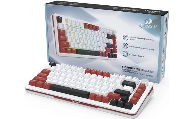 Redragon K721 Stormhunter Rapid Trigger Wired Mechanical Keyboard, 8000Hz Gasket Mounted RGB 75% with Volume Knob, Support Web & Client Driver, Magnetic Switch Fast Adjustable Actuation for PC / MAC