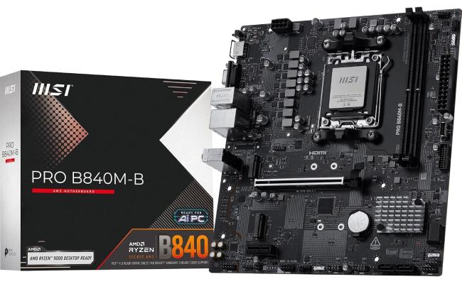 MSI PRO B840M-B , mATX - Supports AMD Ryzen 9000/8000 / 7000 Processors, AM5 - DDR5 , M.2 Gen4, 2.5G LAN