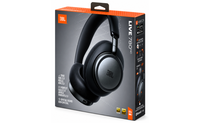 JBL Live 780NC - Noise Cancelling | JBL Signature Sound with Hi-Res Audio Wired & Wireless, True Adaptive Noise Cancelling 20, Real Time Calibration , Black