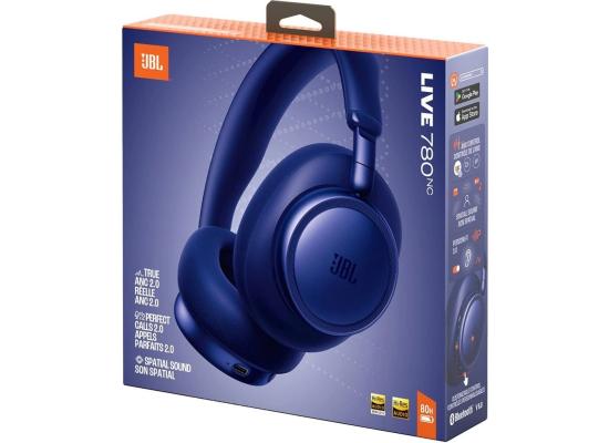 JBL Live 780NC - Noise Cancelling | JBL Signature Sound with Hi-Res Audio Wired & Wireless, True Adaptive Noise Cancelling 20, Real Time Calibration , Blue