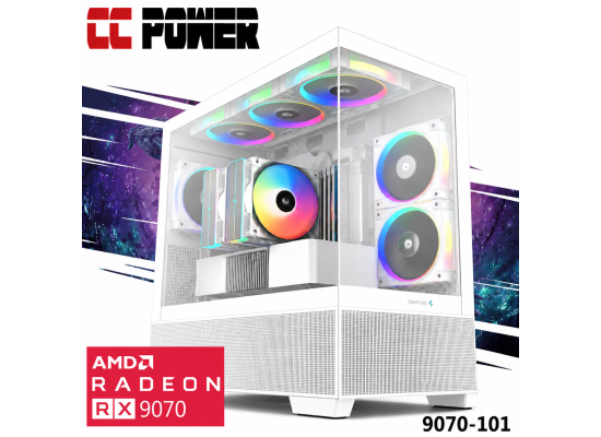 CC Power 9070-101 Gaming PC NEW 7Gen AMD Ryzen 7 7700 8-Cores w/ AMD Radeon 9070 16GB DDR6 & DDR5 Memory & Advanced Air Cooler