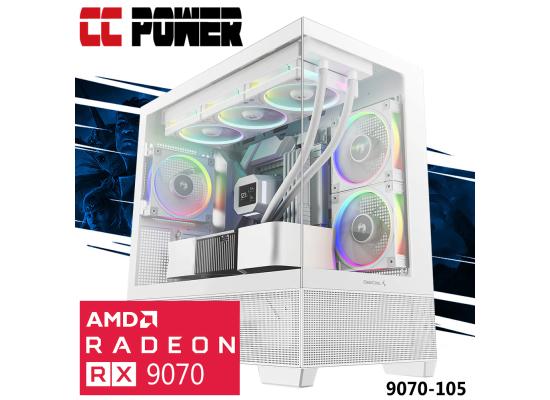 CC Power 9070-105 Gaming PC NEW 14Gen Intel I5 K-Series 14-Cores w/ AMD Radeon 9070 16GB DDR6 & Advanced Air Cooler