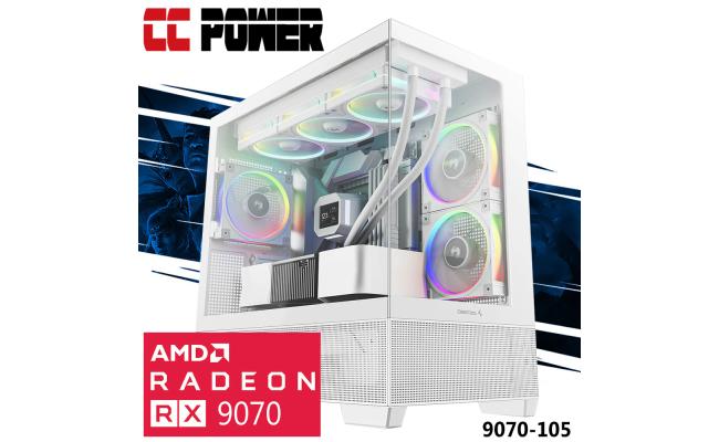 CC Power 9070-105 Gaming PC NEW 14Gen Intel I5 K-Series 14-Cores w/ AMD Radeon 9070 16GB DDR6 & Advanced Air Cooler