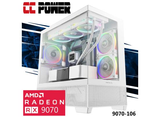CC Power 9070-106 Gaming PC NEW Intel Core Ultra 5 K-Series 14-Cores w/ AMD Radeon 9070 16GB DDR6 & Liquid Cooler