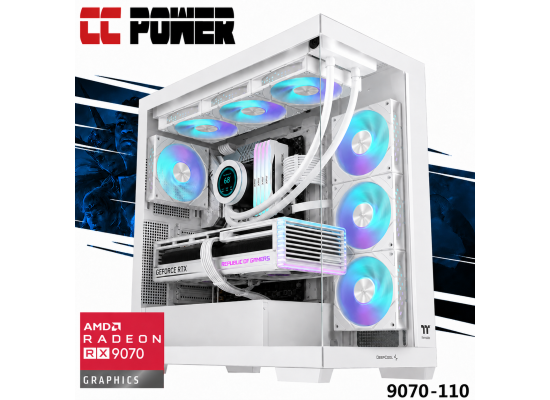 CC Power 9070-110 Gaming PC 14Gen Intel Core i9 K-Series 24-Cores w/ AMD Radeon 9070 16GB DDR6 & Liquid Cooler