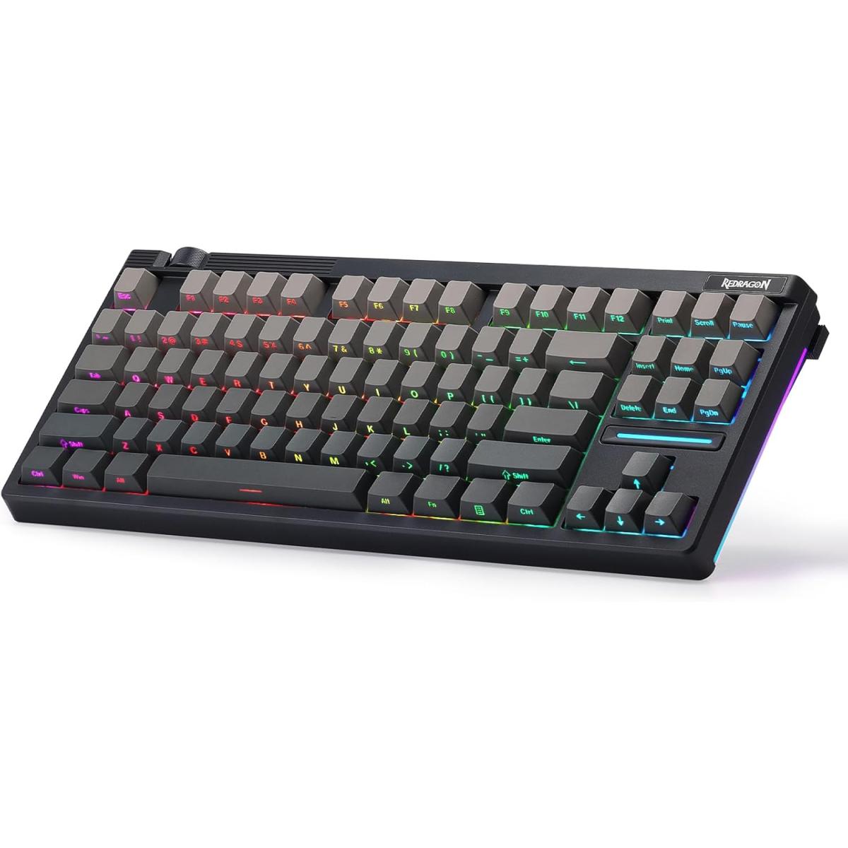 Redragon K729 PRO 80% Wireless Gasket RGB Gaming Keyboard, 3-Mode TKL Mechanical Keyboard w/Knob Control, Gradient PBT Keycaps, Hot-Swap South-Facing Socket & 5-Layer Dampener, Custom Silent Switch
