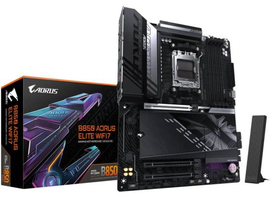 GIGABYTE B850 AORUS ELITE WIFI7 AM5 ATX Motherboard, AMD B850 Chipset, 4x DDR5 DIMM Slots, Up to 256GB Max Memory, WiFi & BT Connectivity, 1 x PCIe 5.0 x16, 3 x M.2 Slots