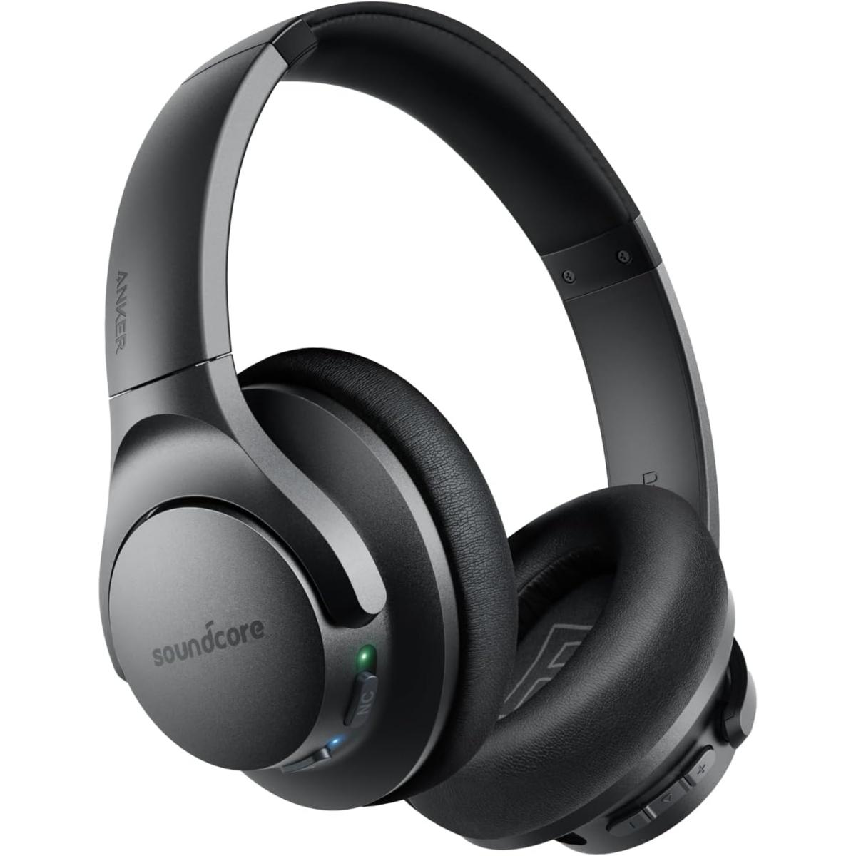 Anker Soundcore Life Q20 Hybrid Active Noise Cancelling Headphones, Wireless Over Ear Bluetooth Headphones, 60H Playtime, Hi-Res Audio, Deep Bass, Foam Ear Cups, Travel, Office, USB-C Charging , Black