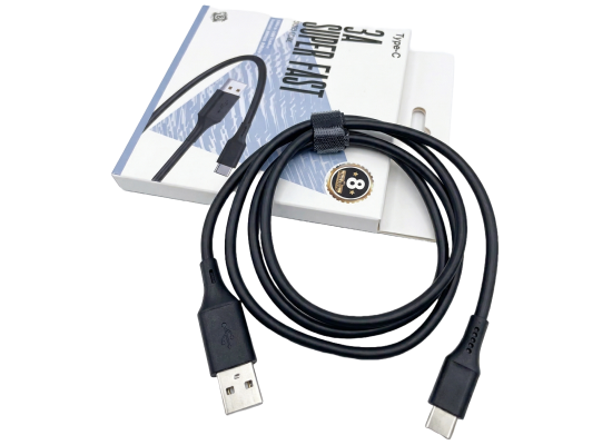 TECNO TCD C12 3A USB-A to USB-C Super Fast Charging & Data Sync Up to 480Mbps Data Transfer 1M , Black