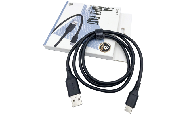 TECNO TCD C12 3A USB-A to USB-C Super Fast Charging & Data Sync Up to 480Mbps Data Transfer 1M , Black