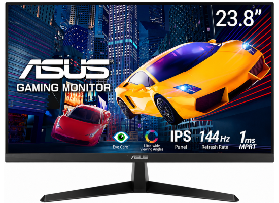 ASUS VY249HGE 24" Full HD IPS Eye Care Gaming Monitor, 144Hz (O/C), 1ms MBR, AMD FreeSync Premium, HDMI, VGA, Antibacterial Treatment , Black product thumbnail 2
