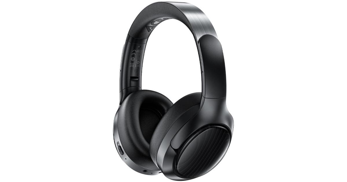 سماعة لاسلكية ACEFAST H5 Active Noise Cancelling , Bluetooth 5.3 Over-Ear Headphones with Deep Bass, Hi-Fi Stereo, Long Battery Life, Comfortable Fit for Travel, Work & Gaming - Black