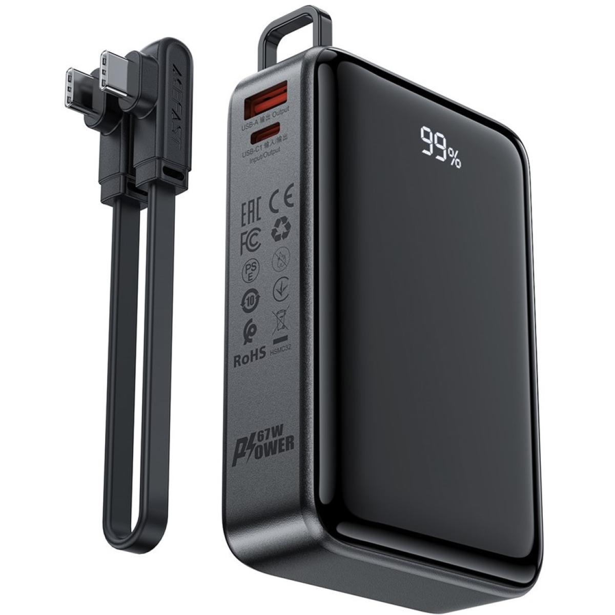 ACEFAST M4 PD 67W Fast Charging 20000mAh Li-Polymer Power Bank with 100W Type-C to Type-C Cable - Black