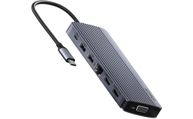 Anker 14-in-1 Laptop Docking Station 3 Monitors, Triple Display USB C Docking Station with Dual 4K HDMI, 1080p VGA, 80W PD, USB-A/C Data Ports for Dell XPS and More (Charger not Included)