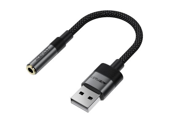 Acefast J13 Audio Adapter - Usb Male To Jack 3.5mm Female, Plug & Play, High-Fidelity Sound, No Delay, 15cm - Black