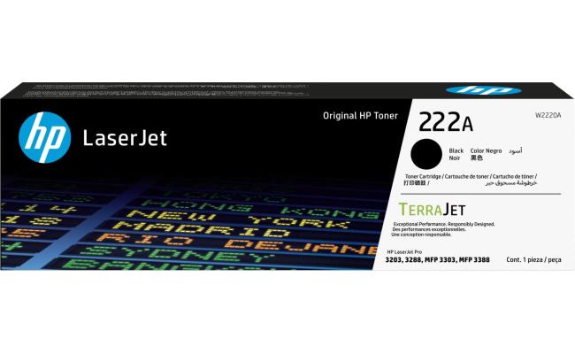 HP 222a Black Original Laserjet Toner Cartridge (W2220a) Compatible With Hp Laserjet Pro 3203, 3288, 3303, 3388 Printers