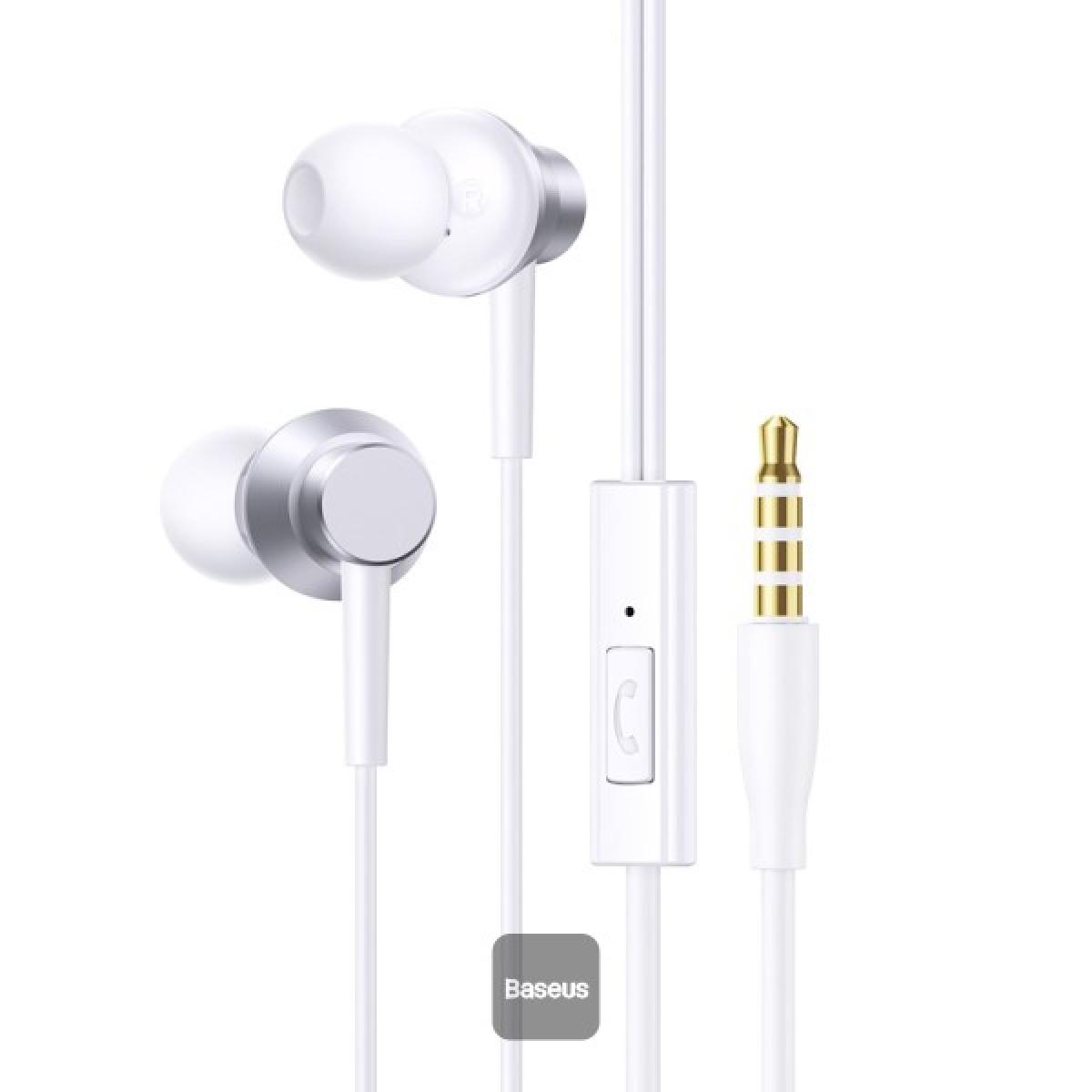 Baseus Encok HZ11 3.5mm Jack Wired Earphone, Universal Headset In-Ear Headphone with Mic - White