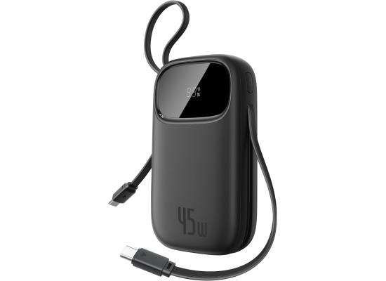 Baseus Powerbank 20000mAh 45W with Integrated USB-C Cable, Power Bank PD3.0 QC4.0 Fast Charging Battery Pack, 3 C and 1 A, Portable Charger for iPhone 17/Air/16/15/14 Pro Max, iPad, Galaxy, Black product thumbnail 2