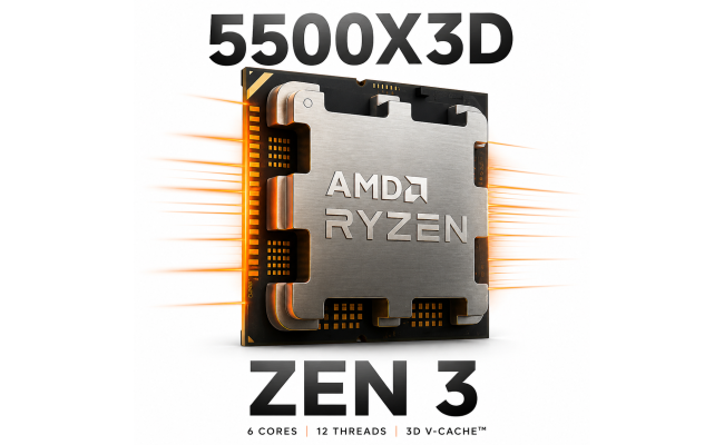 AMD RYZEN 5 5500X3D 6-Core 3.0 GHz (4.0 GHz Max Boost) 96MB Cache AM4 Desktop Processor , Tray AMD RYZEN 5 5500X3D 6-Core 3.0 GHz (4.0 GHz Max Boost) 96MB Cache AM4 Desktop Processor , Tray