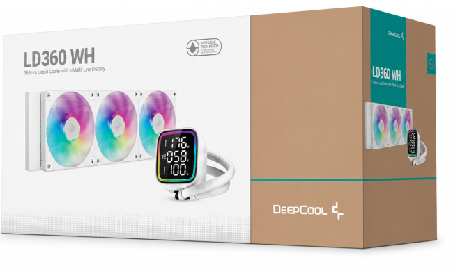 DeepCool LD360 Liquid Cooler 360mm 5th Gen Pump 3400 RPM AIO Real-time CPU Status Screen Anti-Leak ARGB Fans & Dual Gradient Halo Effect Mirror - White DeepCool LD360 Liquid Cooler 360mm 5th Gen Pump 3400 RPM AIO Real-time CPU Status Screen Anti-Leak ARGB Fans & Dual Gradient Halo Effect Mirror - White