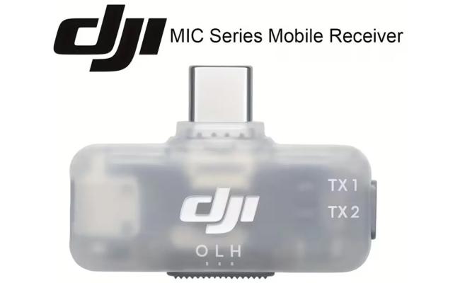 DJI Mic Series Mobile Receiver 2.4 GHz Wireless, Bluetooth 5.3 USB-C Noise Cancellation Mode For DJI Mic Mini, Mic 2 & Mic 3 Systems