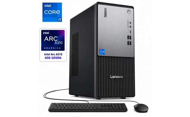 Lenovo NEW ThinkCentre NEO 50t Gen 5 (2024) Tower 14GEN Intel Core i7 20-Cores Wireless & Bluetooth w/ Intel Arc A310 LP 4GB GDDR6 - Black