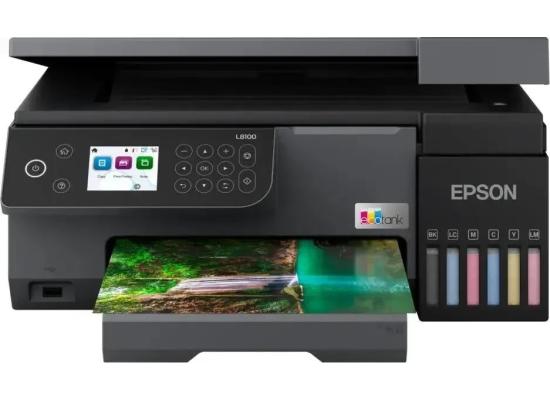 Epson EcoTank L8100 A4 3-in-1 Photo Printer, Epson Smart Panel App, Ink Tank System, 5.400 Pages, 1.500 Photos Color Yield, 1200 DPI x 4800 DPI, 37dB Noise Level, Black