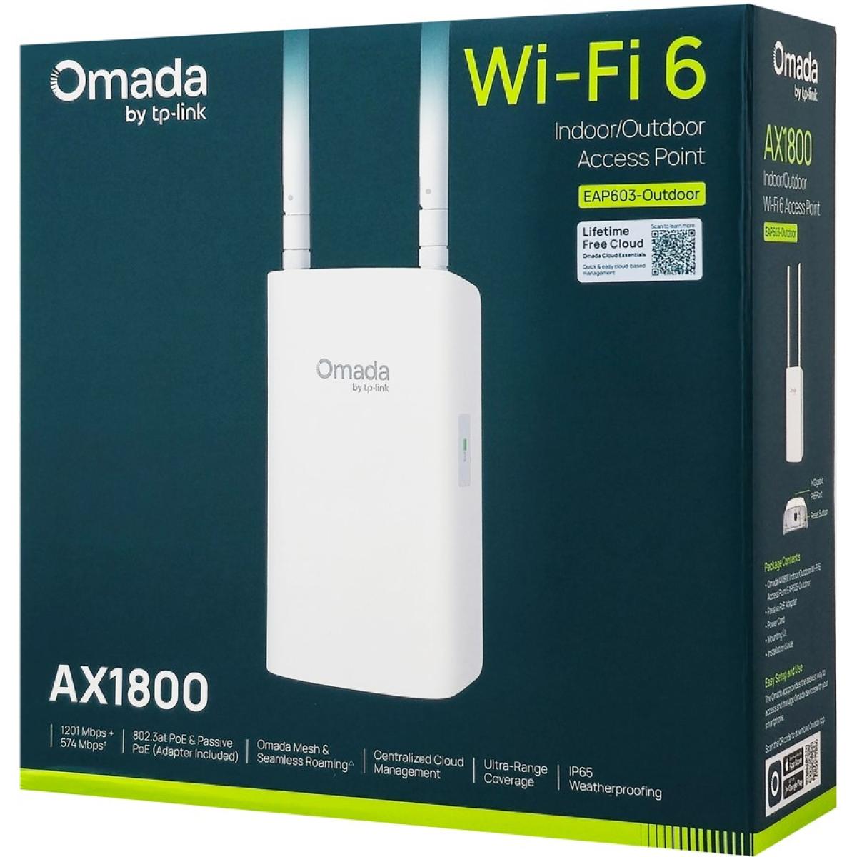 TP-Link Omada EAP603-Outdoor Long Range Outdoor Access Point – Wi-Fi 6 AX1800 Dual Band, up to 3,200 sq. ft., PoE Powered, IP65 Weatherproof