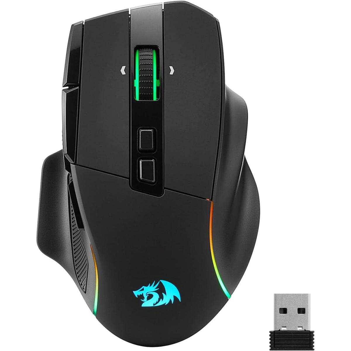 Redragon M925 PRO Wireless Gaming Mouse, 26,000 Max DPI Optical RGB Mice with 10 Programmable Buttons, Hyper-Fast Scroll, Software Supports DIY Keybinds & DPI, Black